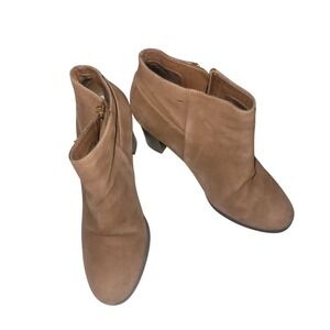 COLE HAAN Brown Leather Ankle Boots With Side Zipper‎ Block Heel Bohemian Chic 8